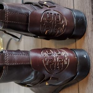 Brown leather Tory Burch ankle boots